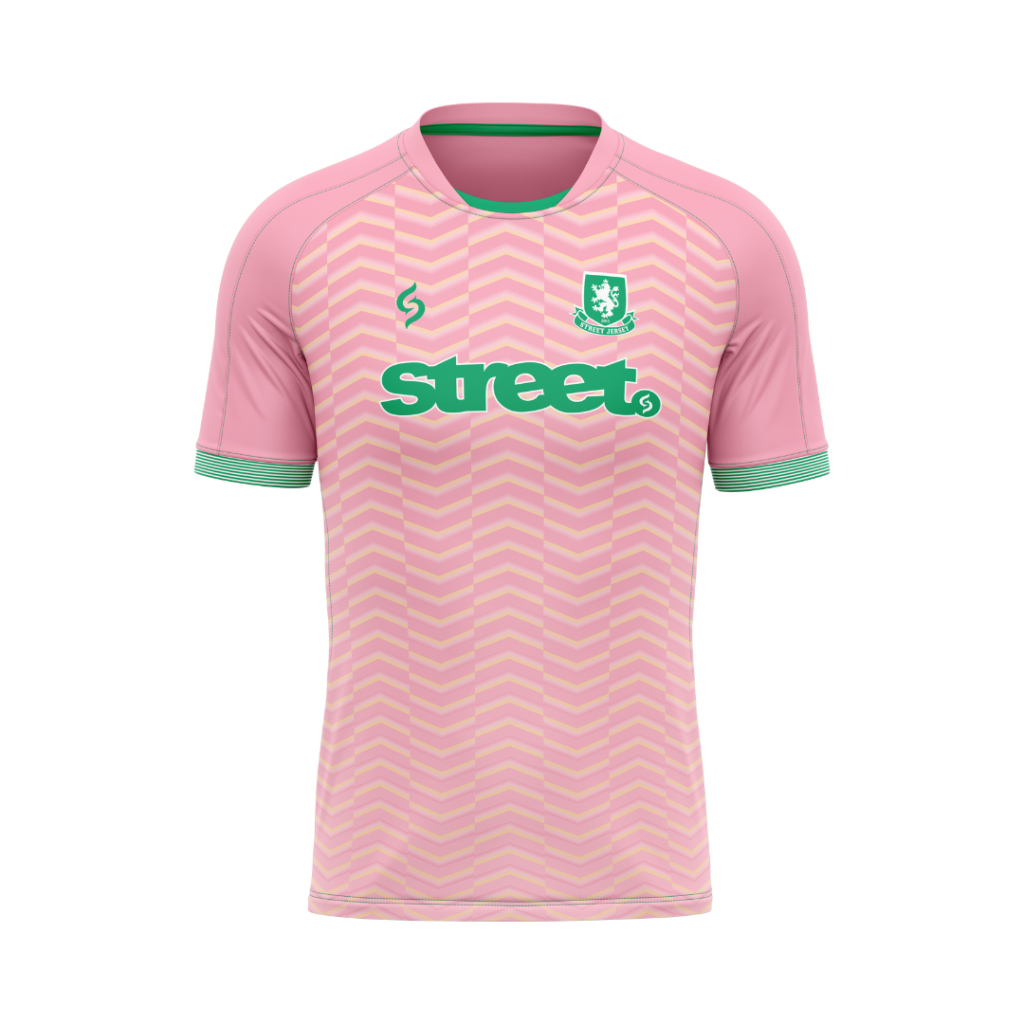Football Jersey Pink Soft Red and Lime Green