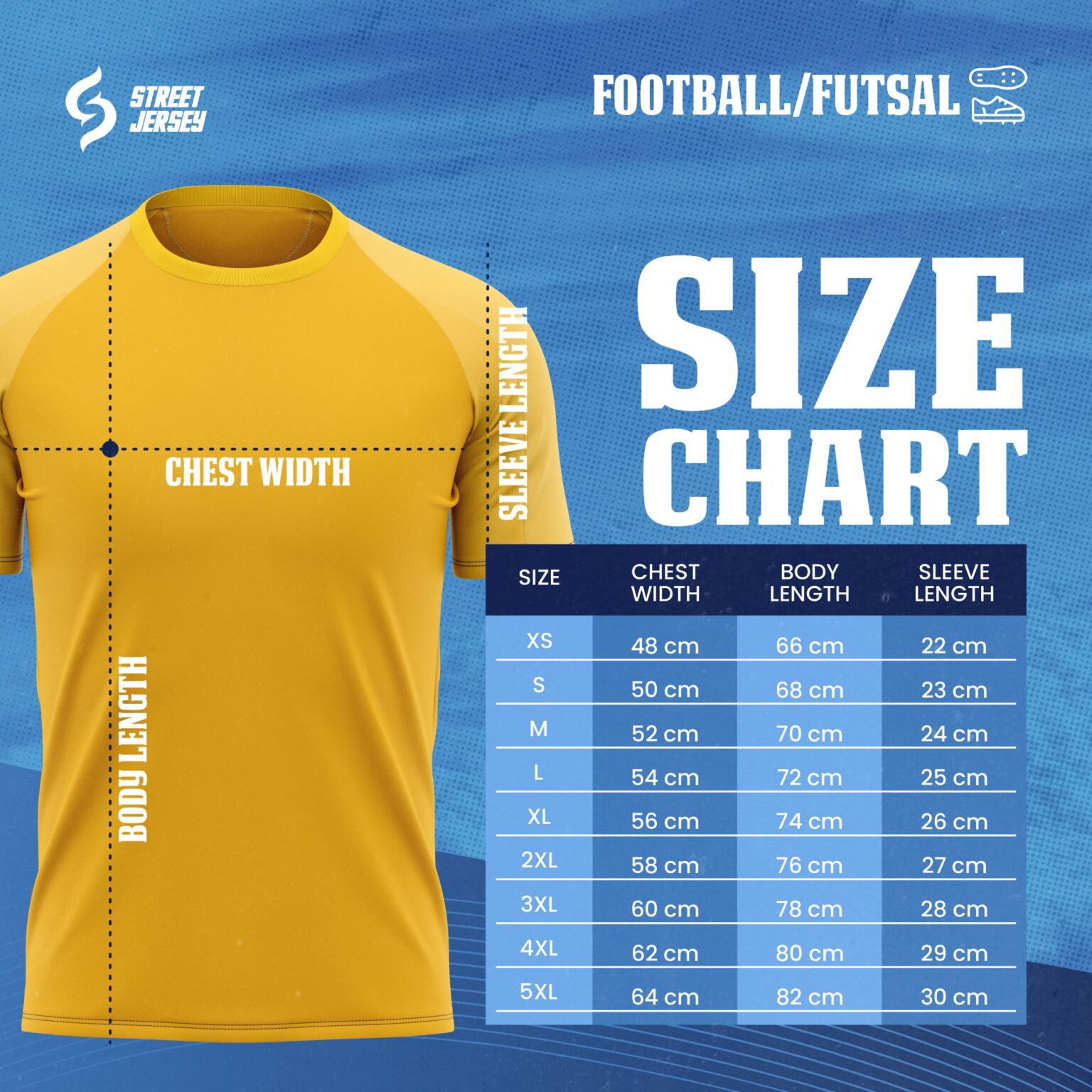 Panduan Ukuran Jersey - Size Chart Guideline