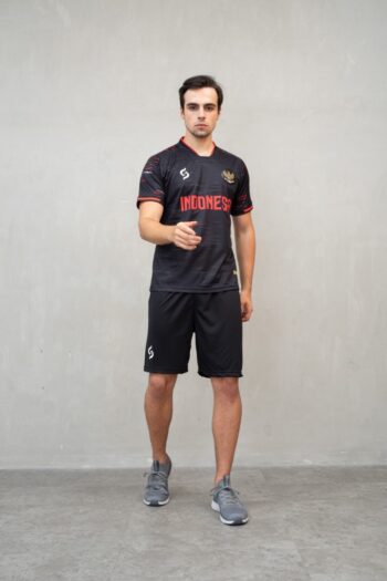 Jersey Fantasy Timnas Hitam Merah model 1