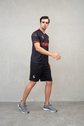 Jersey Fantasy Timnas Hitam Merah model samping