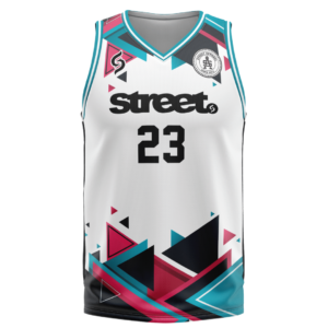 Basketball Jersey 02 White, Dark Cyan #289fb0, Strong Pink #bd2350