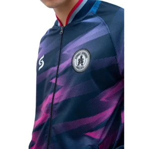 Jaket Bola Sporty Yankees Blue and Deep Fuchsia Motif Wave 3 Detail