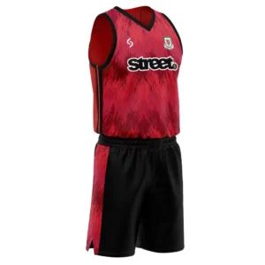 Jersey Basket 1 Setel - Soft Red #c7364a and Black
