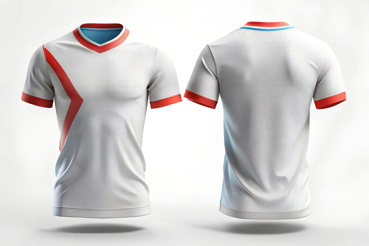 An illustration of sports jersey mockup preview from front and back