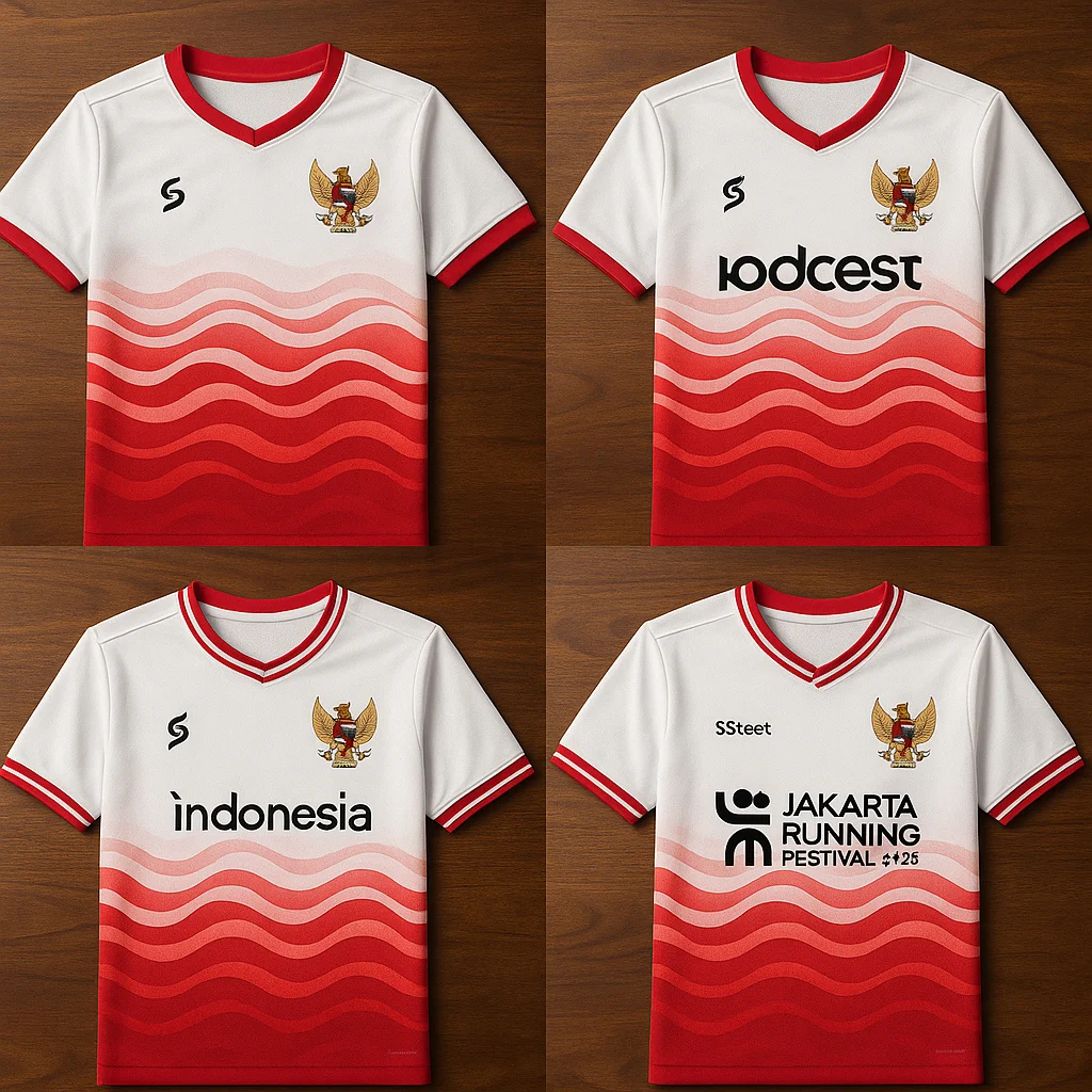 Desain jersey merah-putih ombak hasil generate AI ChatGPT Image Aug 15, 2025, 06_28_36 PM