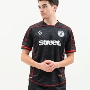 Jersey Pecah Pola Type A - Hitam Merah Front Shot