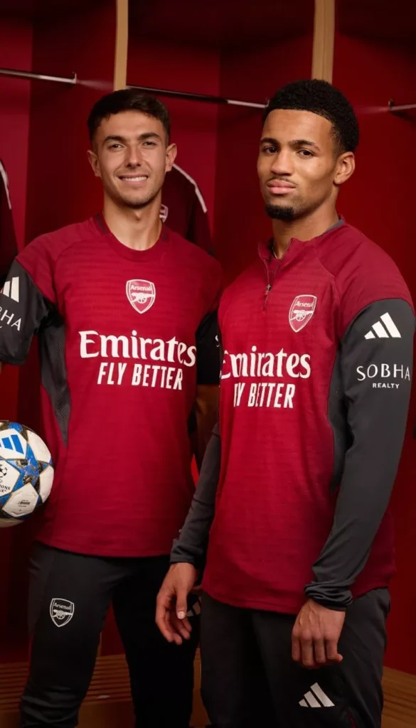 Arsenal EU_training_2526_Portrait of Martin Zubimendi and Ethan Nwaneri