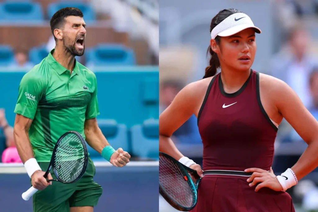 Tennis Players Novak Djokovic of Serbia and Emma Raducanu of United Kingdom England