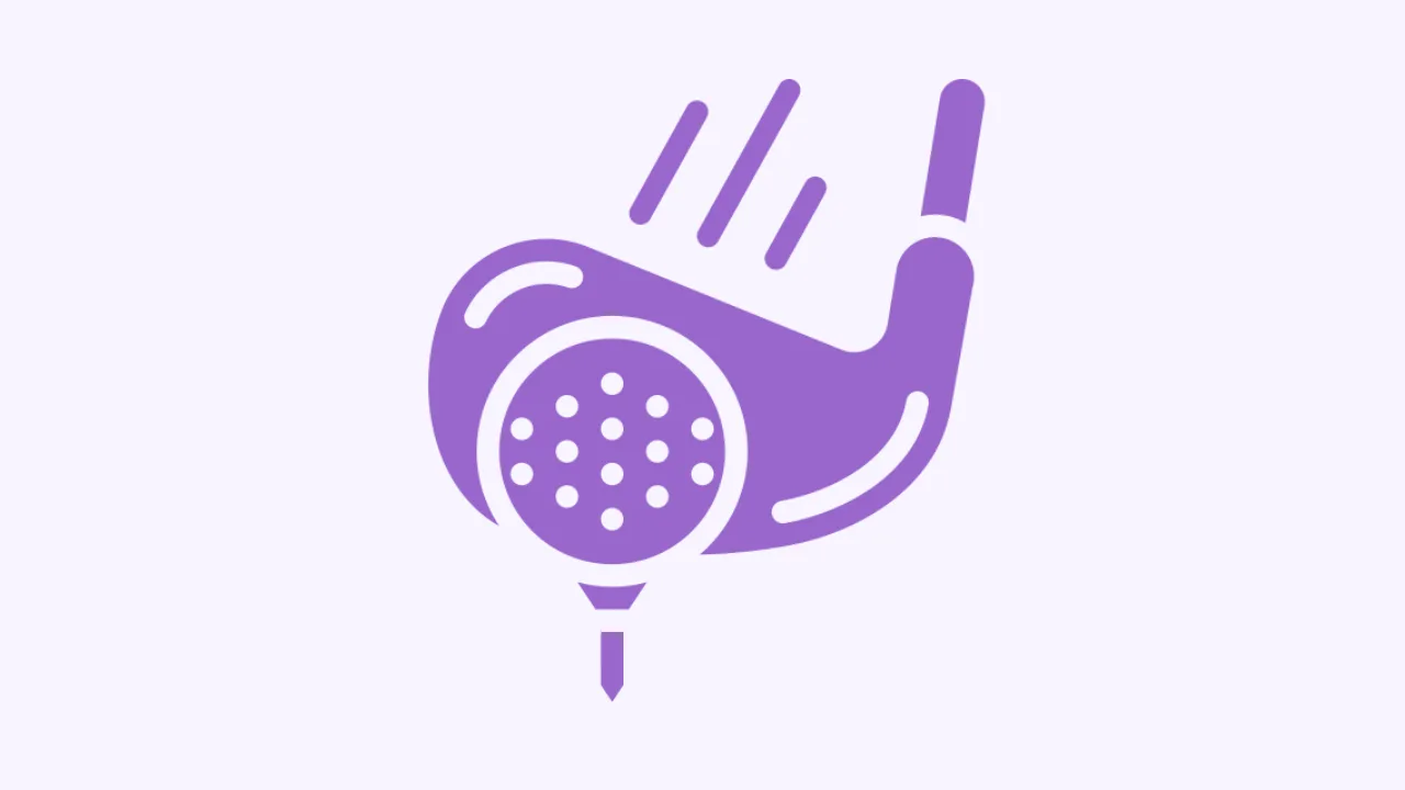 Golf swinging sport thumbnail purple