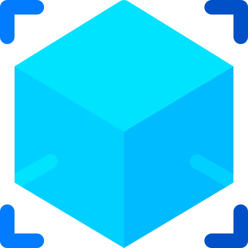 cube scale blue icon